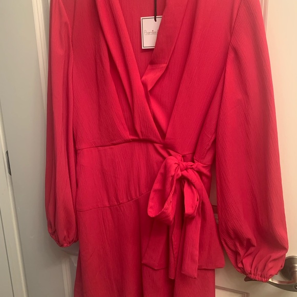 SOLD - NWT Hot Pink Wrap Dress - Picture 2 of 4
